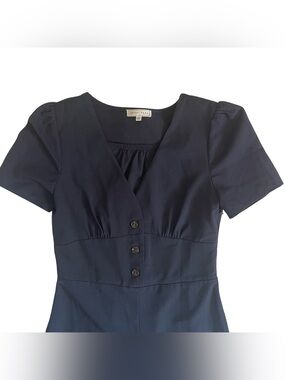 emory park Black Short-Sleeve Button-Front Jumpsuit